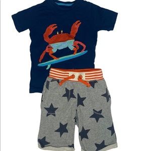 Mini Boden Boys tee shorts crab star set 4-5